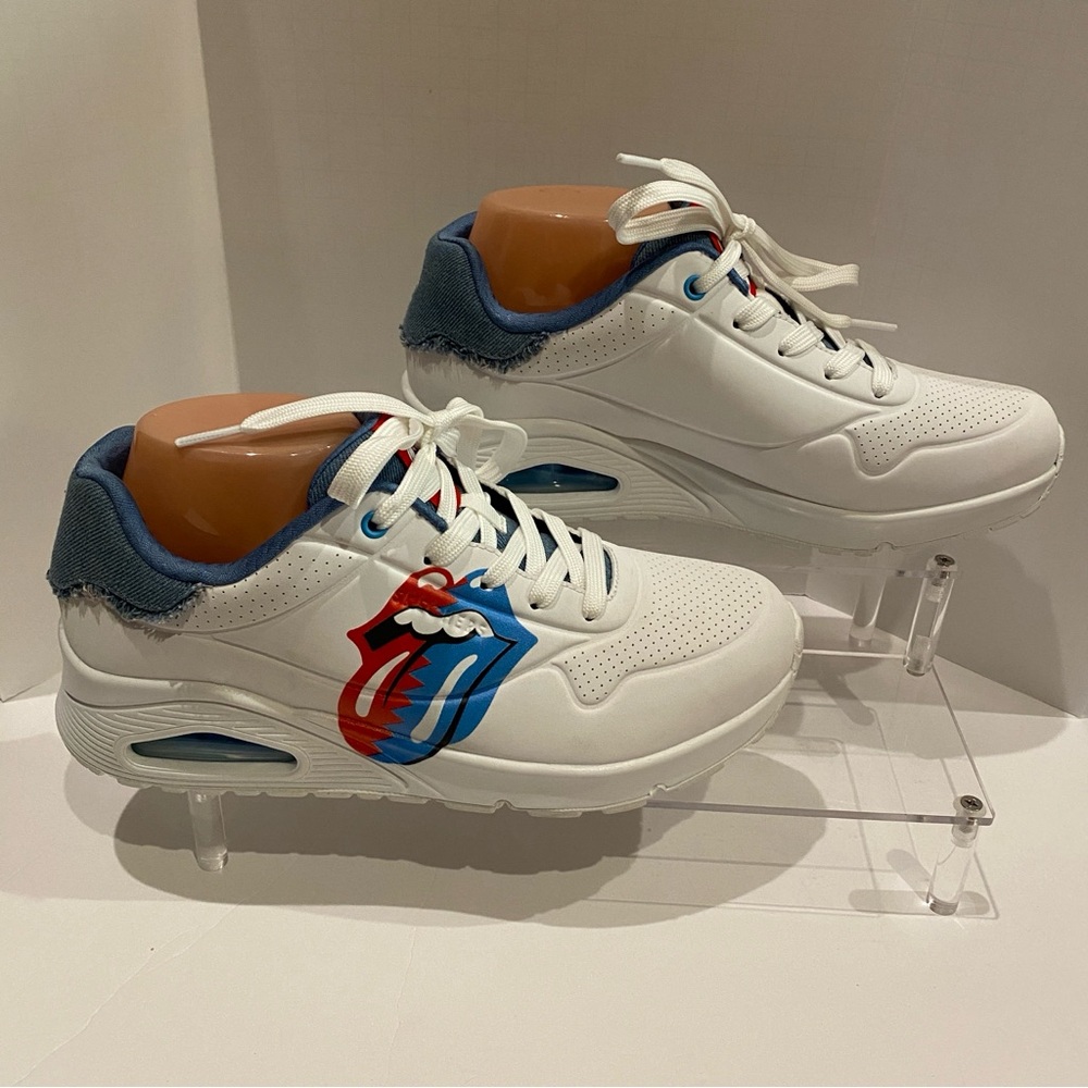 Women's Skechers Uno X Rolling Stones Denim Lick Sneakers Shoes Size 9.5 NWOB